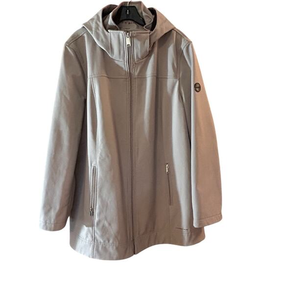 Andrew Marc Women’s Tan Zip Up Softshell Detachable Hooded Jacket Size XXL - Picture 1 of 13